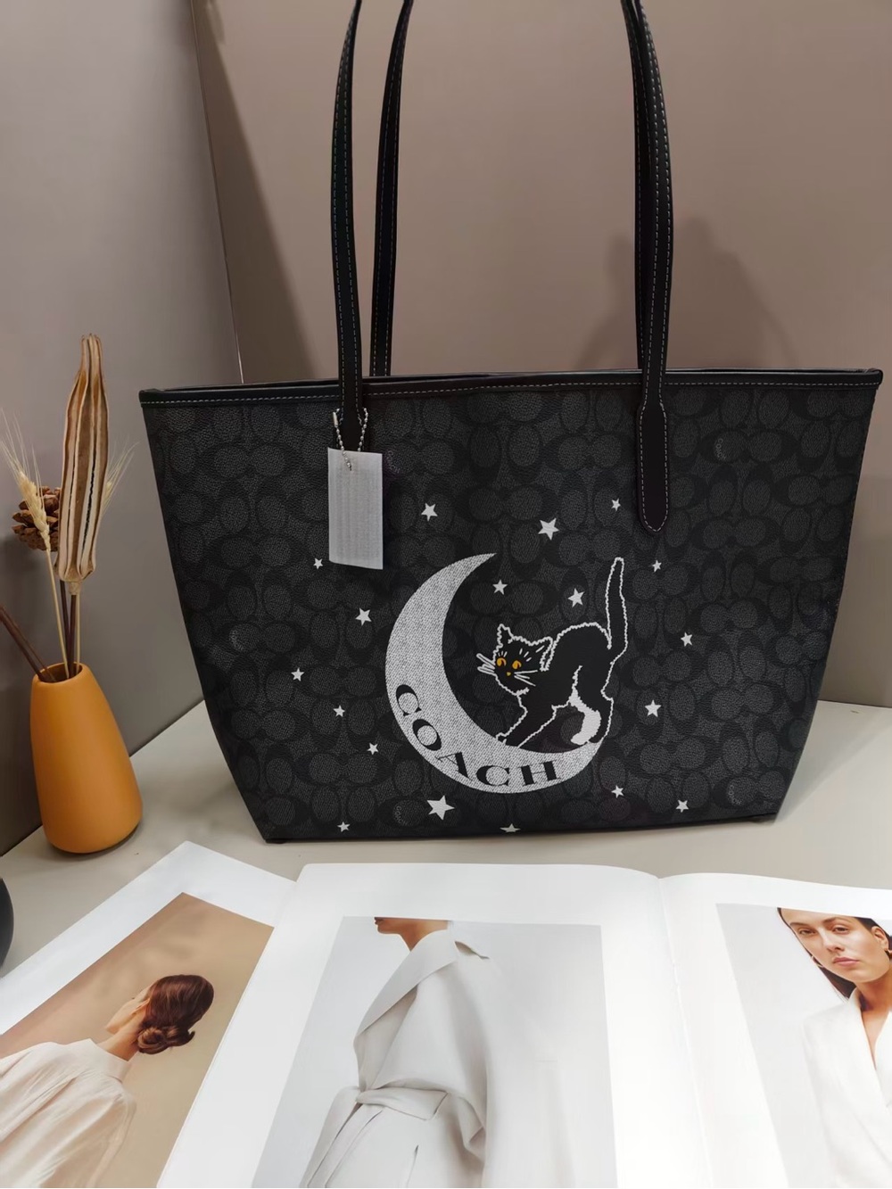 Coach City Tote In Signature Canvas With Halloween Graphic CW451
